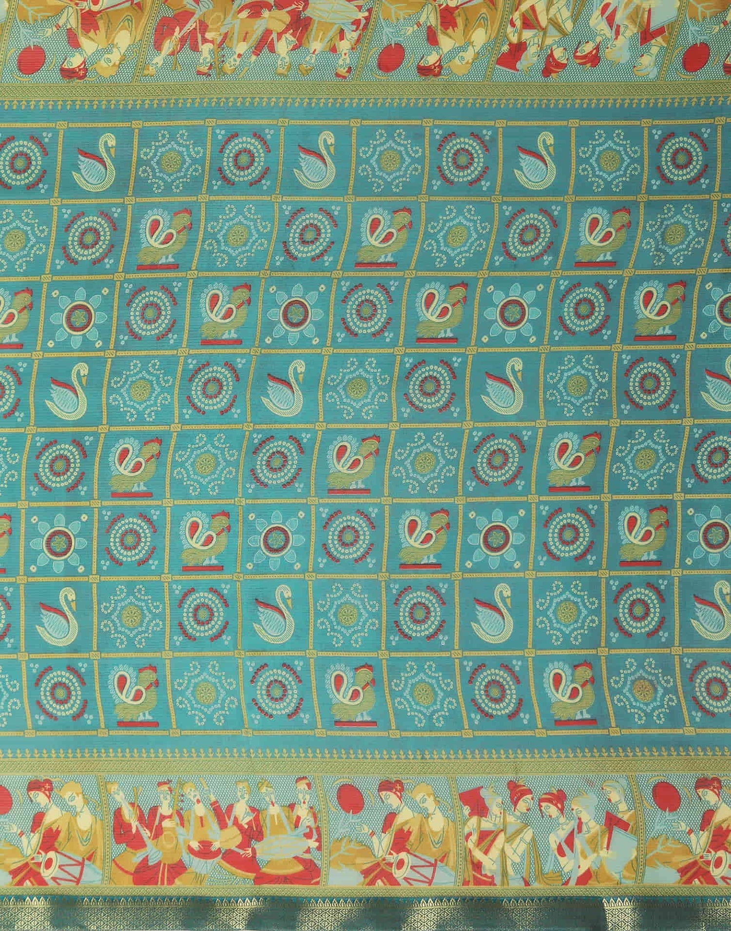 Teal Green Georgette Printed Bandhani Saree