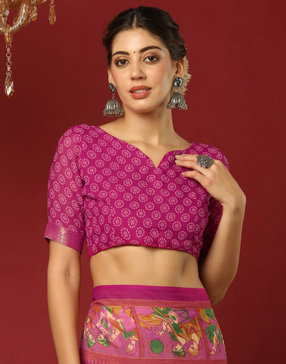 Rani Pink Georgette Printed Bandhani Saree