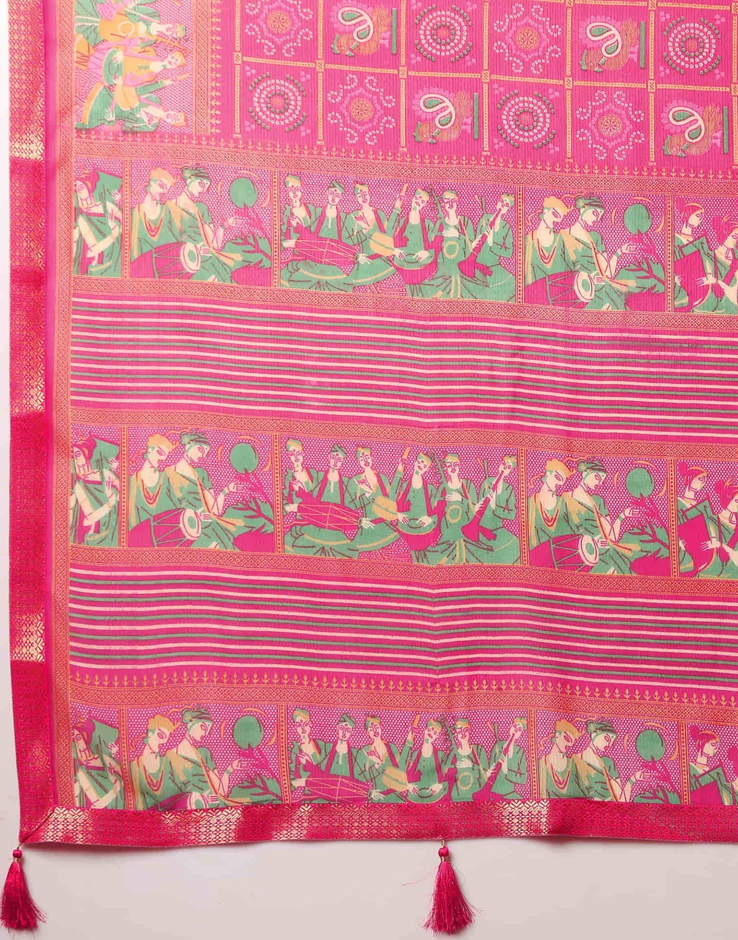 Rani Pink Georgette Printed Bandhani Saree