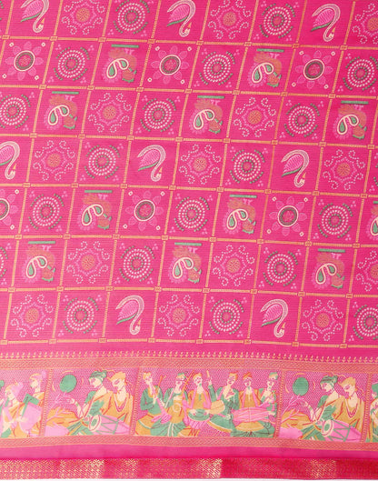 Rani Pink Georgette Printed Bandhani Saree