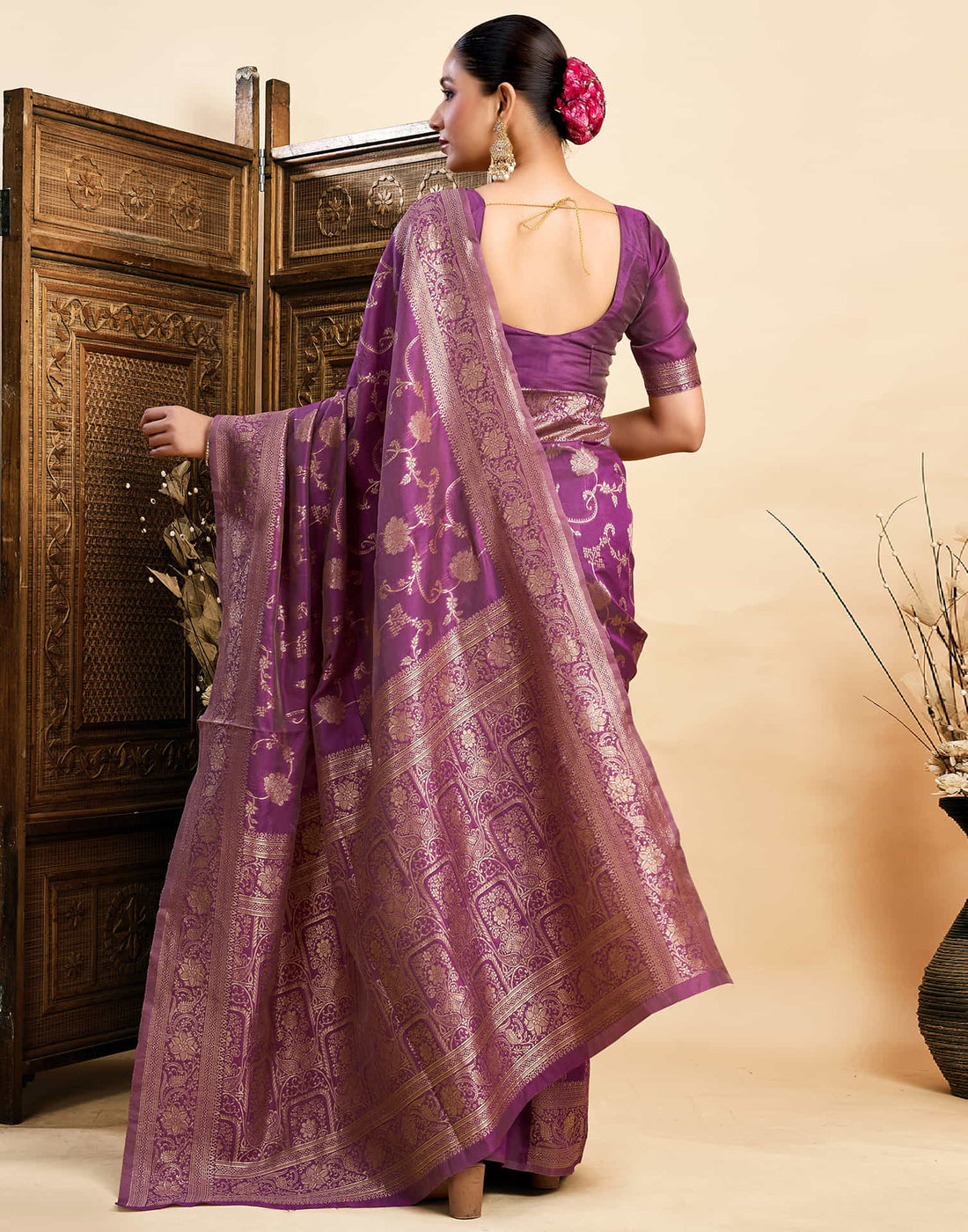 Purple Silk Woven Banarasi Saree