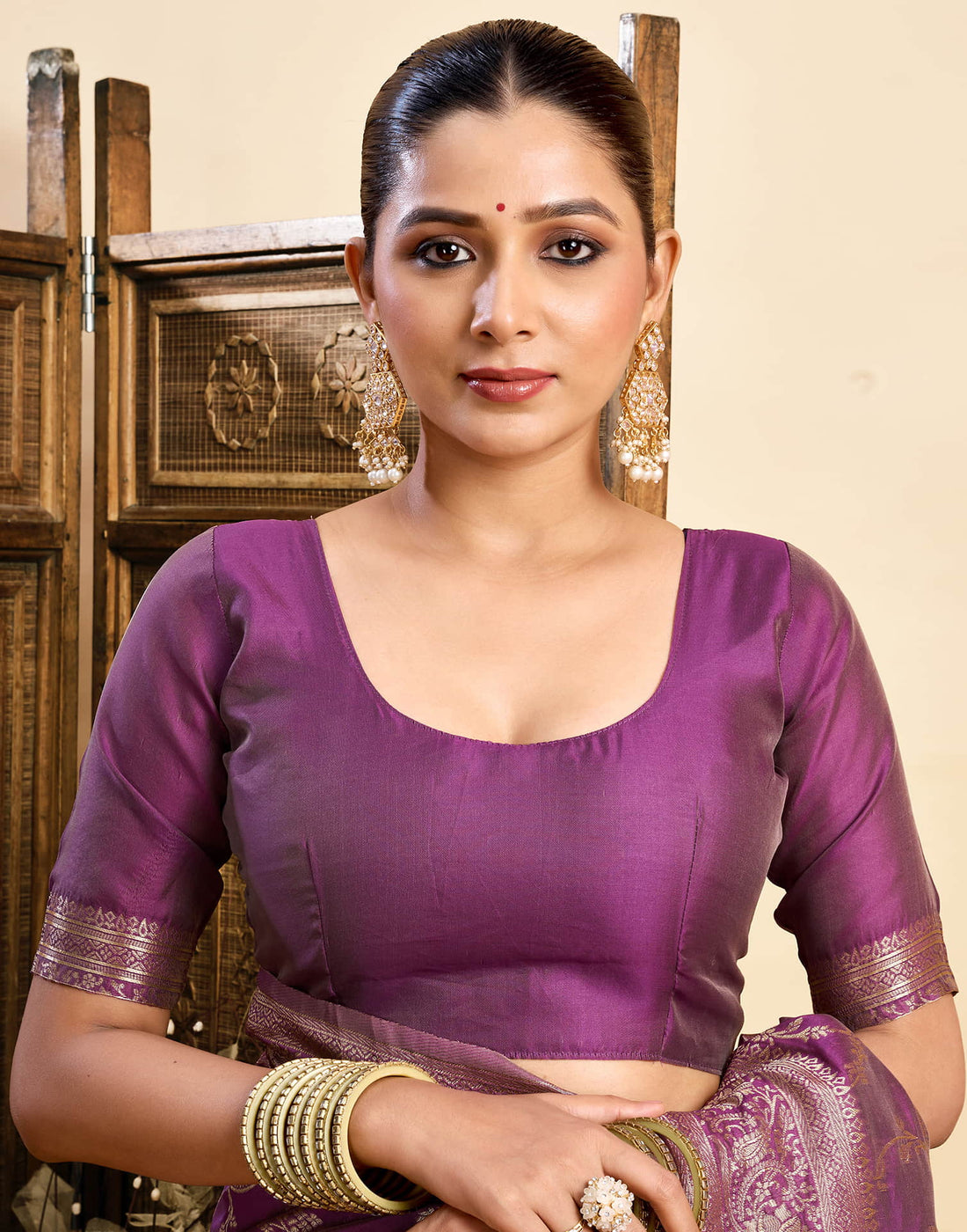 Purple Silk Woven Banarasi Saree