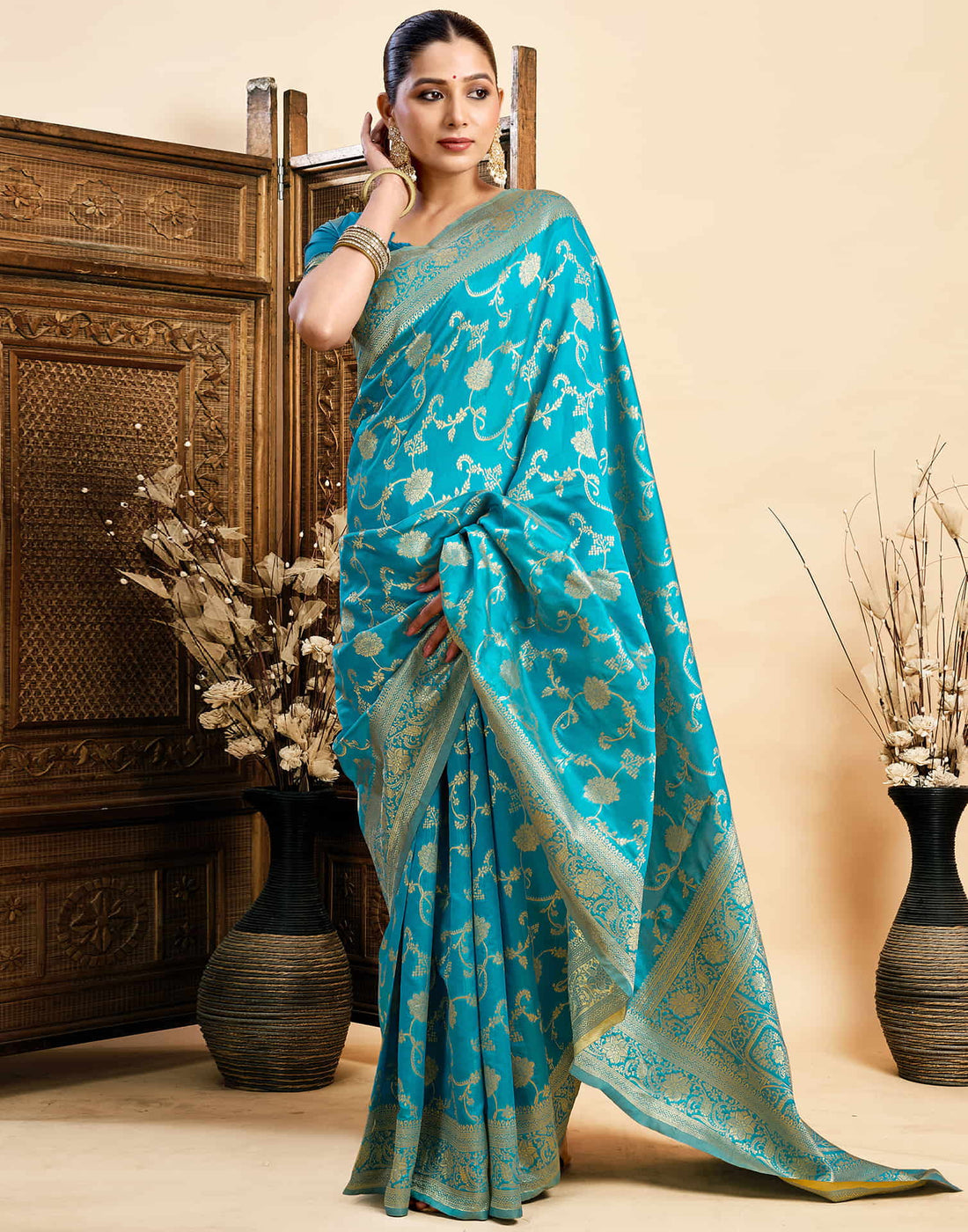 Blue Silk Woven Banarasi Saree