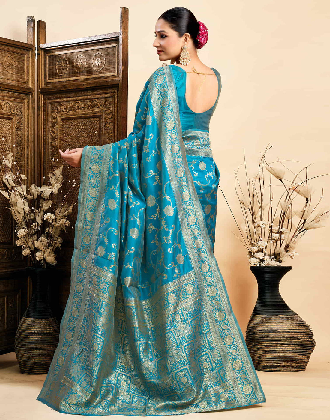 Blue Silk Woven Banarasi Saree