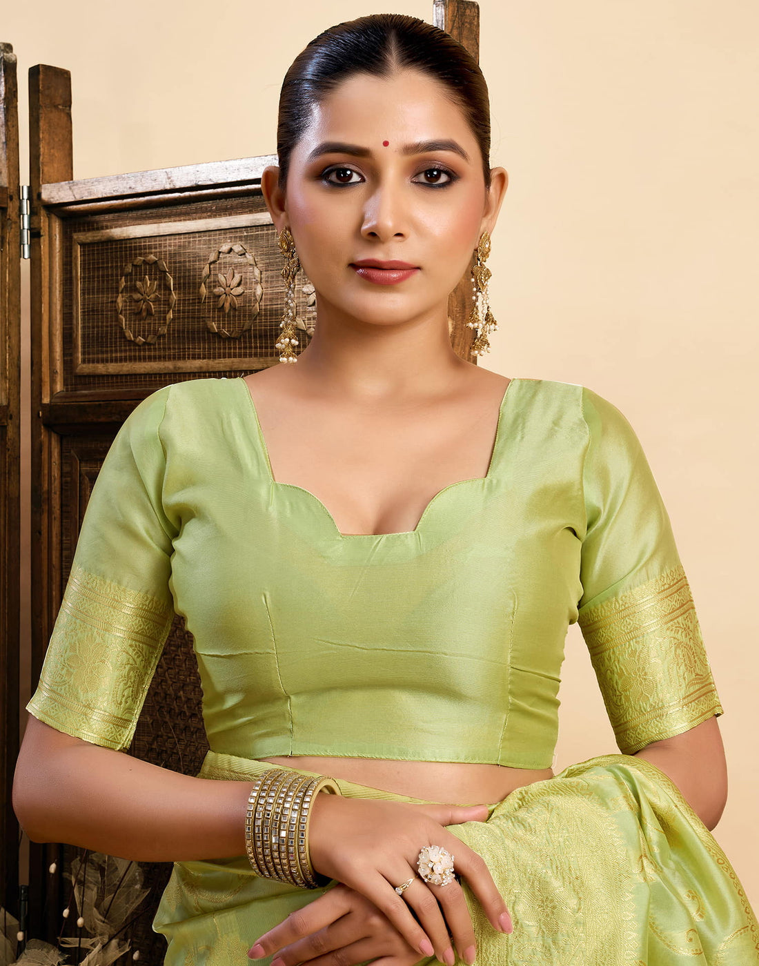 Light Pista Green Silk Woven Banarasi Saree