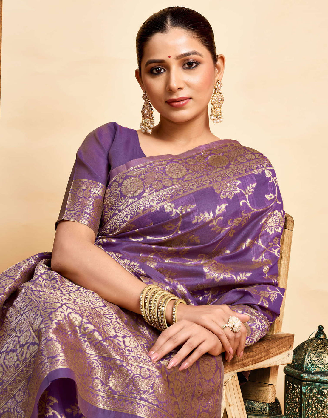 Purple Silk Woven Banarasi Saree