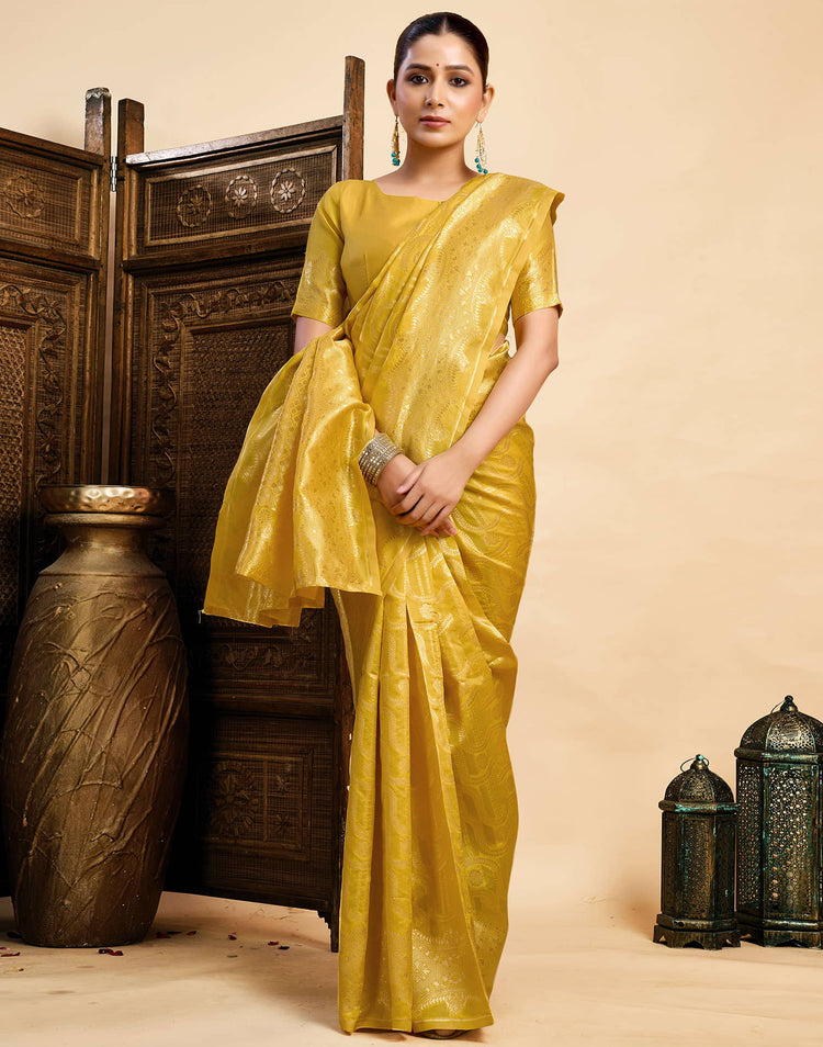 Yellow Silk Woven Banarasi Saree