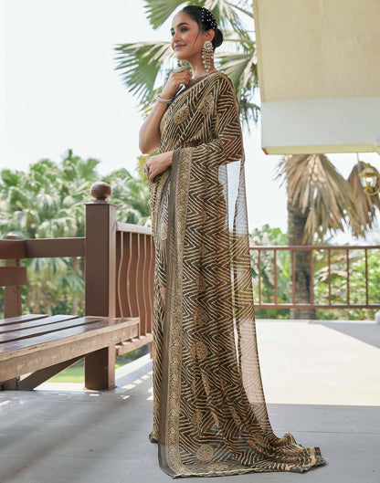 Dusty Green Georgette Printed Saree