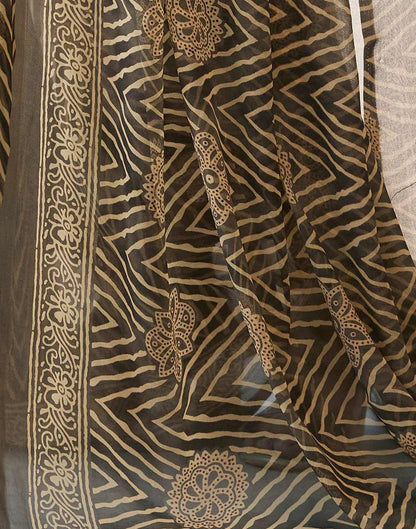 Dusty Green Georgette Printed Saree