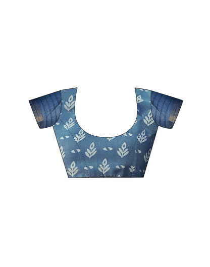 Blue Chanderi Sequence Printed Saree