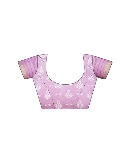 Light Purple Chanderi Printed Saree