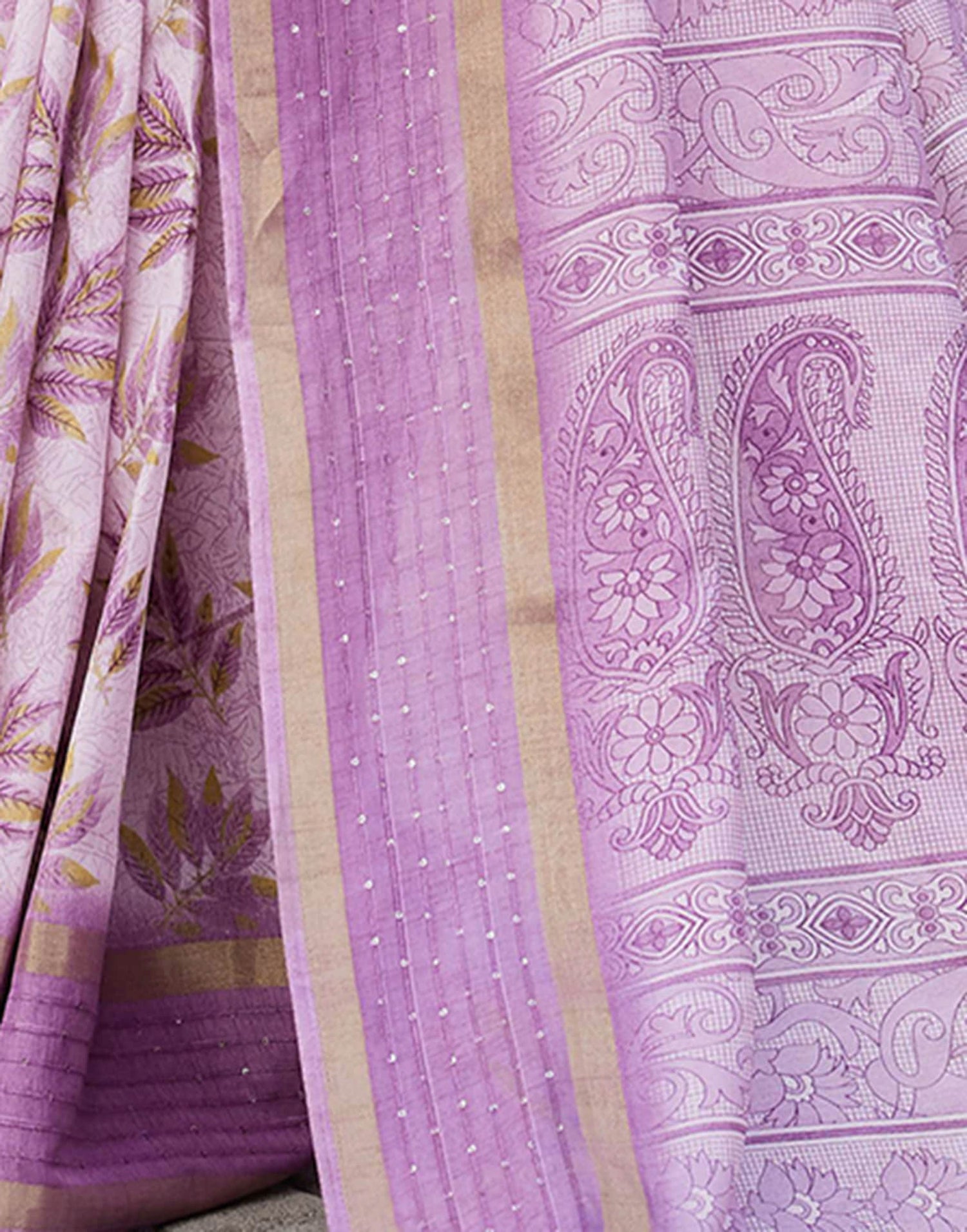Light Purple Chanderi Printed Saree