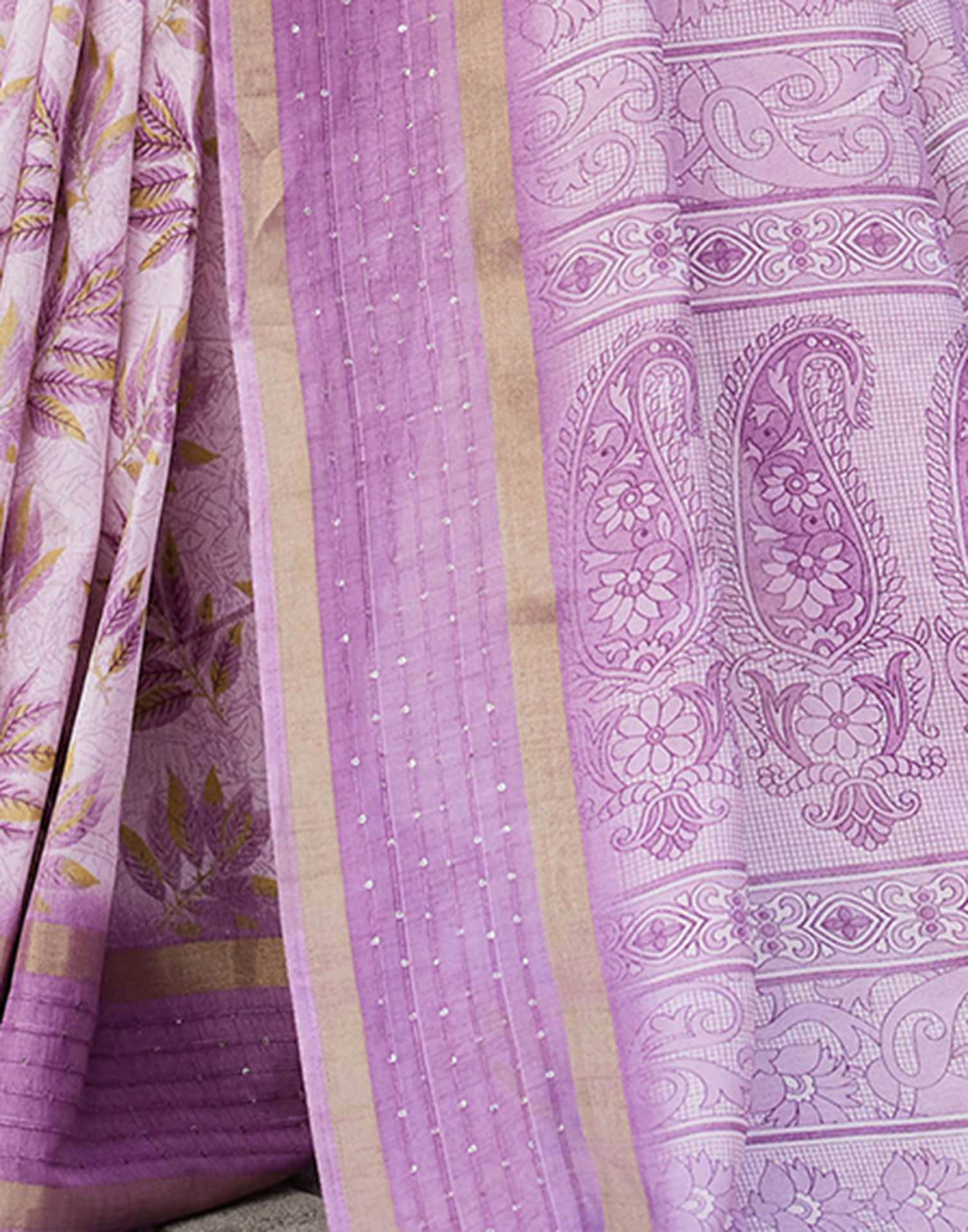 Light Purple Chanderi Printed Saree