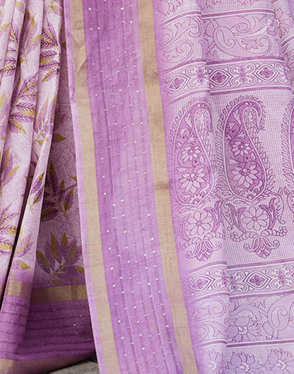 Light Purple Chanderi Printed Saree