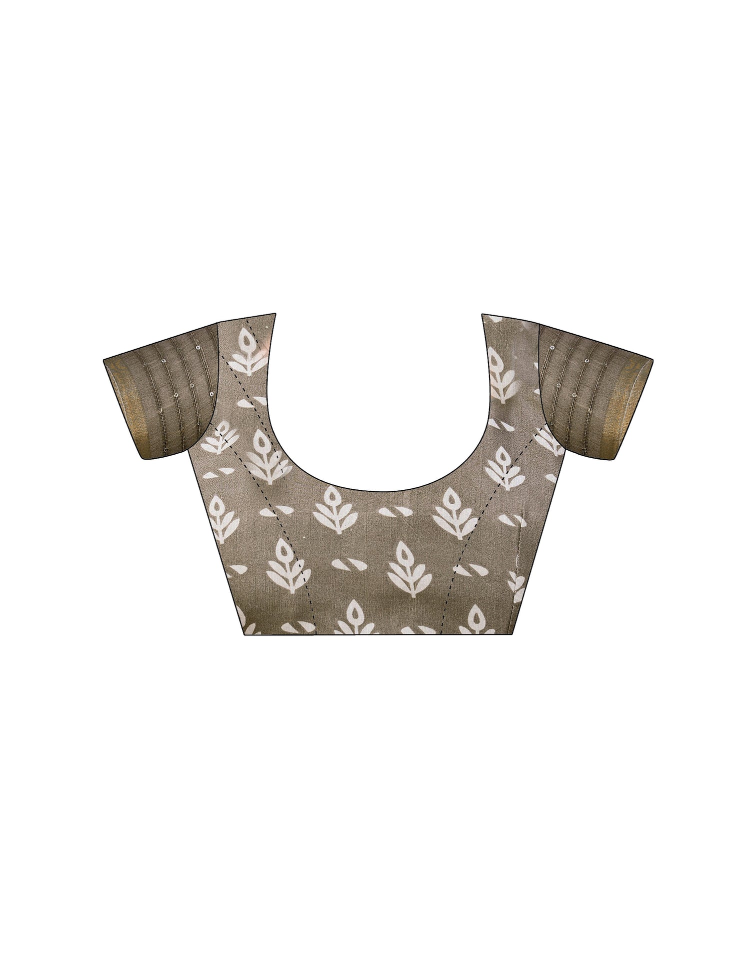 Khaki  Chanderi Printed Saree