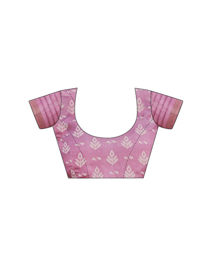 Pink Chanderi Printed Saree