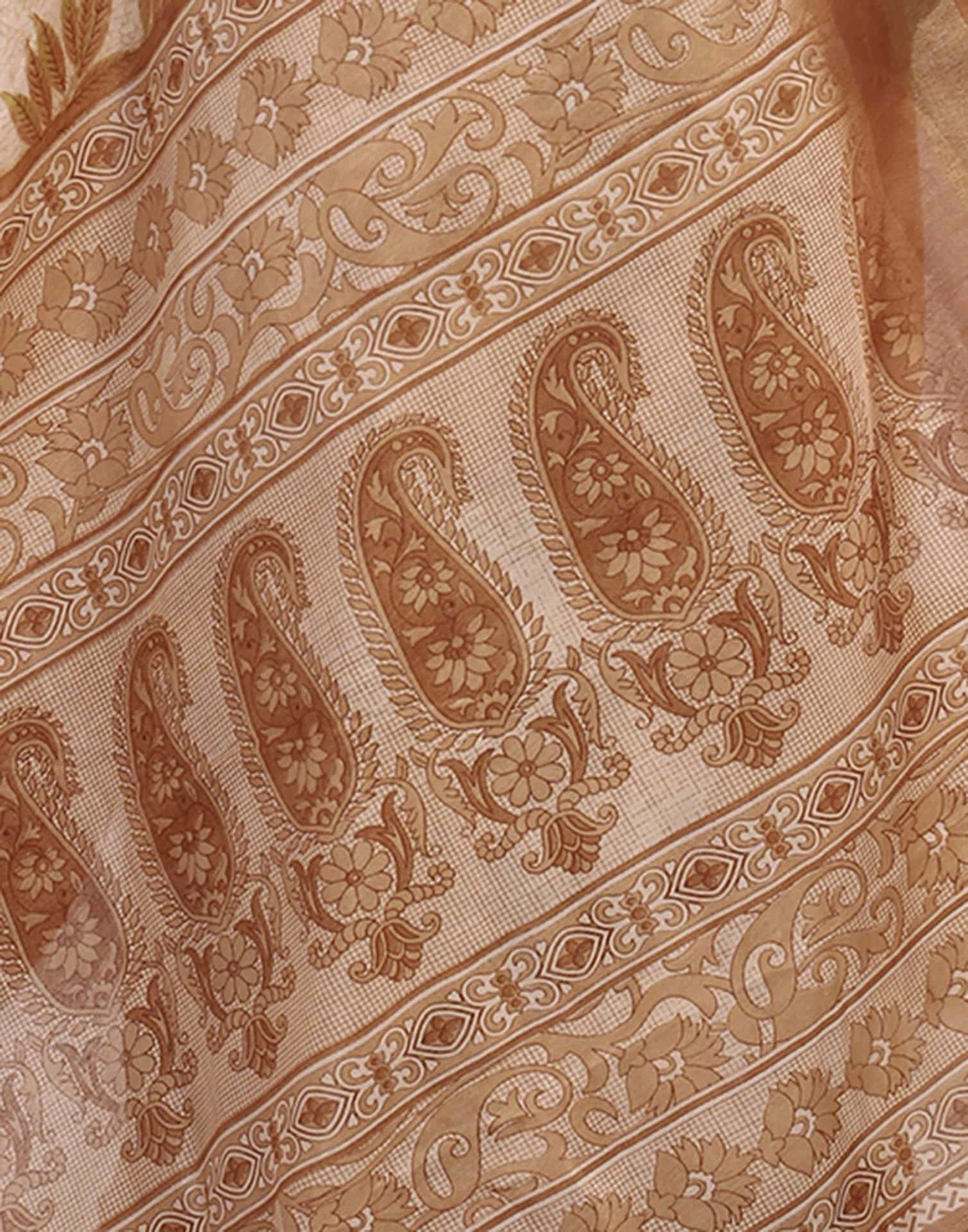 Light Brown Chanderi Printed Saree
