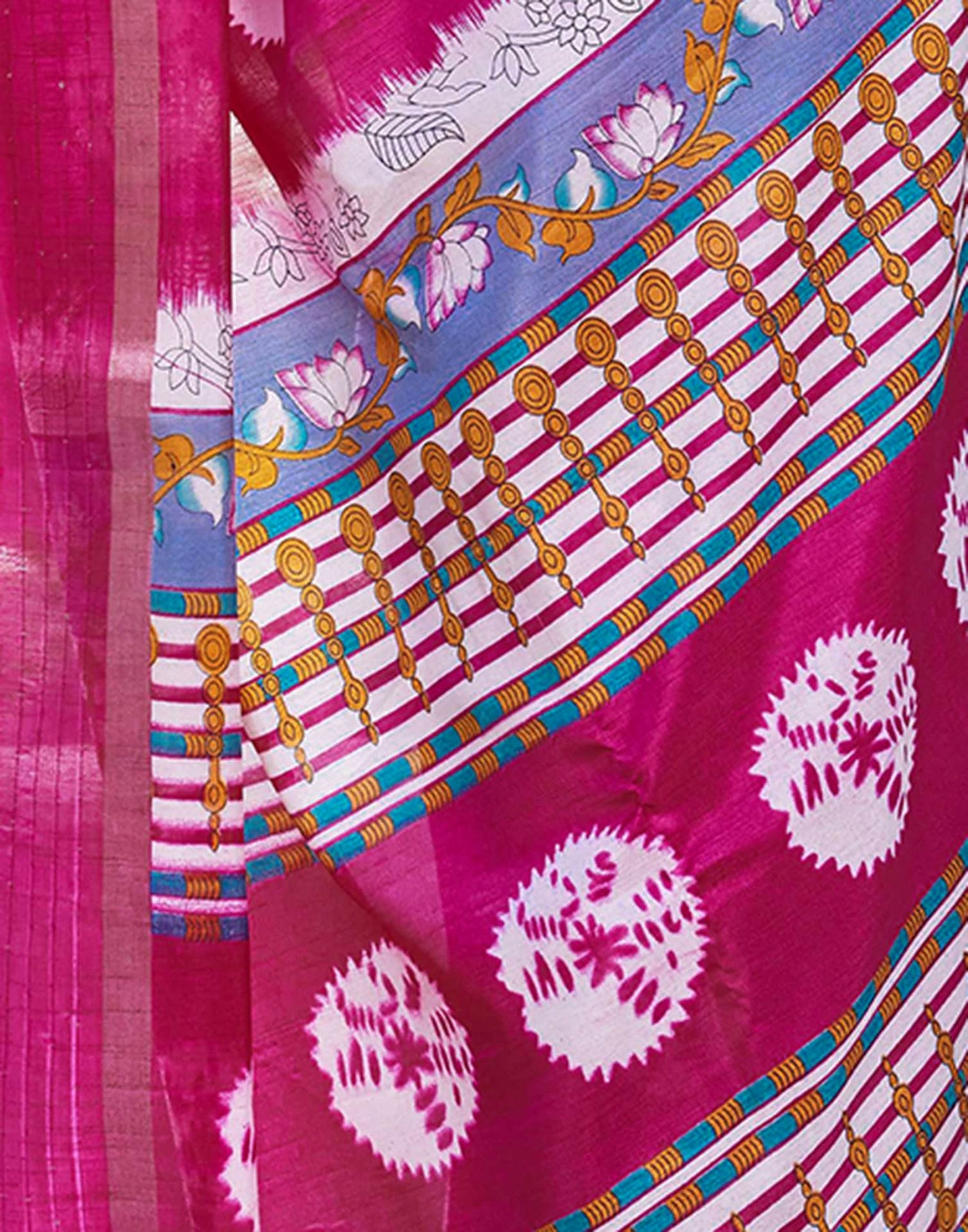 Rani Pink Dola Silk Bandhani Printed Saree