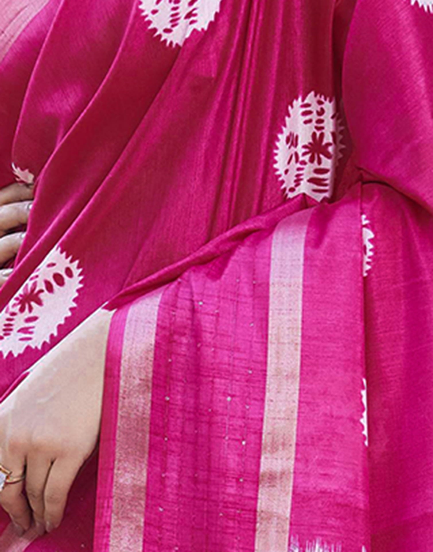 Rani Pink Dola Silk Bandhani Printed Saree