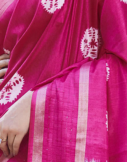 Rani Pink Dola Silk Bandhani Printed Saree
