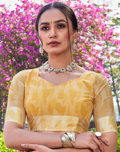 Yellow Georgette Floral Printed Saree