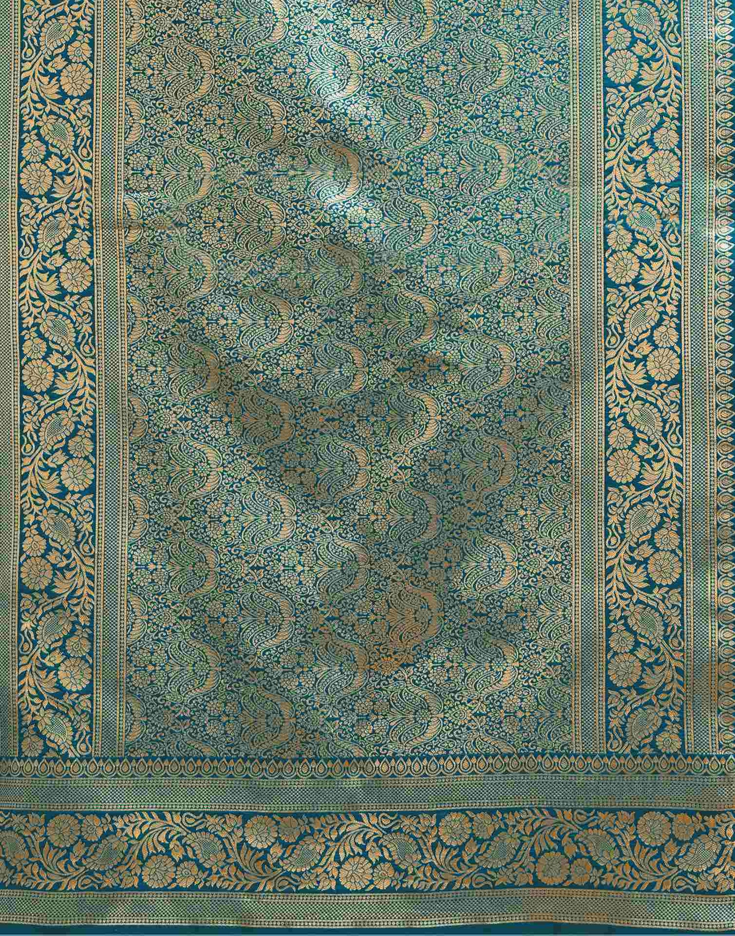 Rama Blue Silk Woven Saree