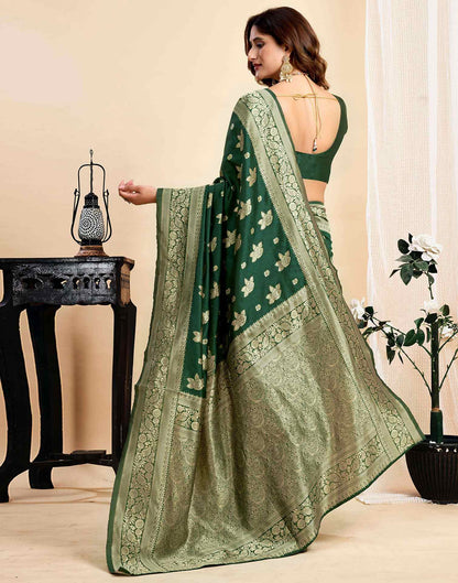 Dark Green Silk Woven Saree