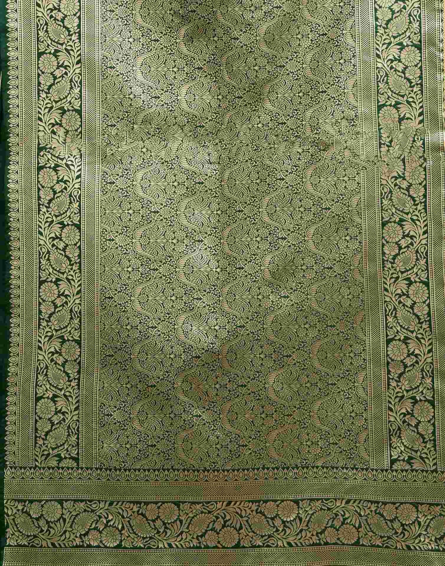 Dark Green Silk Woven Saree