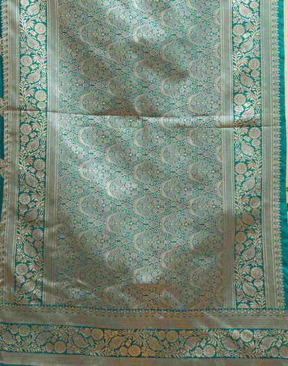 Teal Green Silk Woven Saree