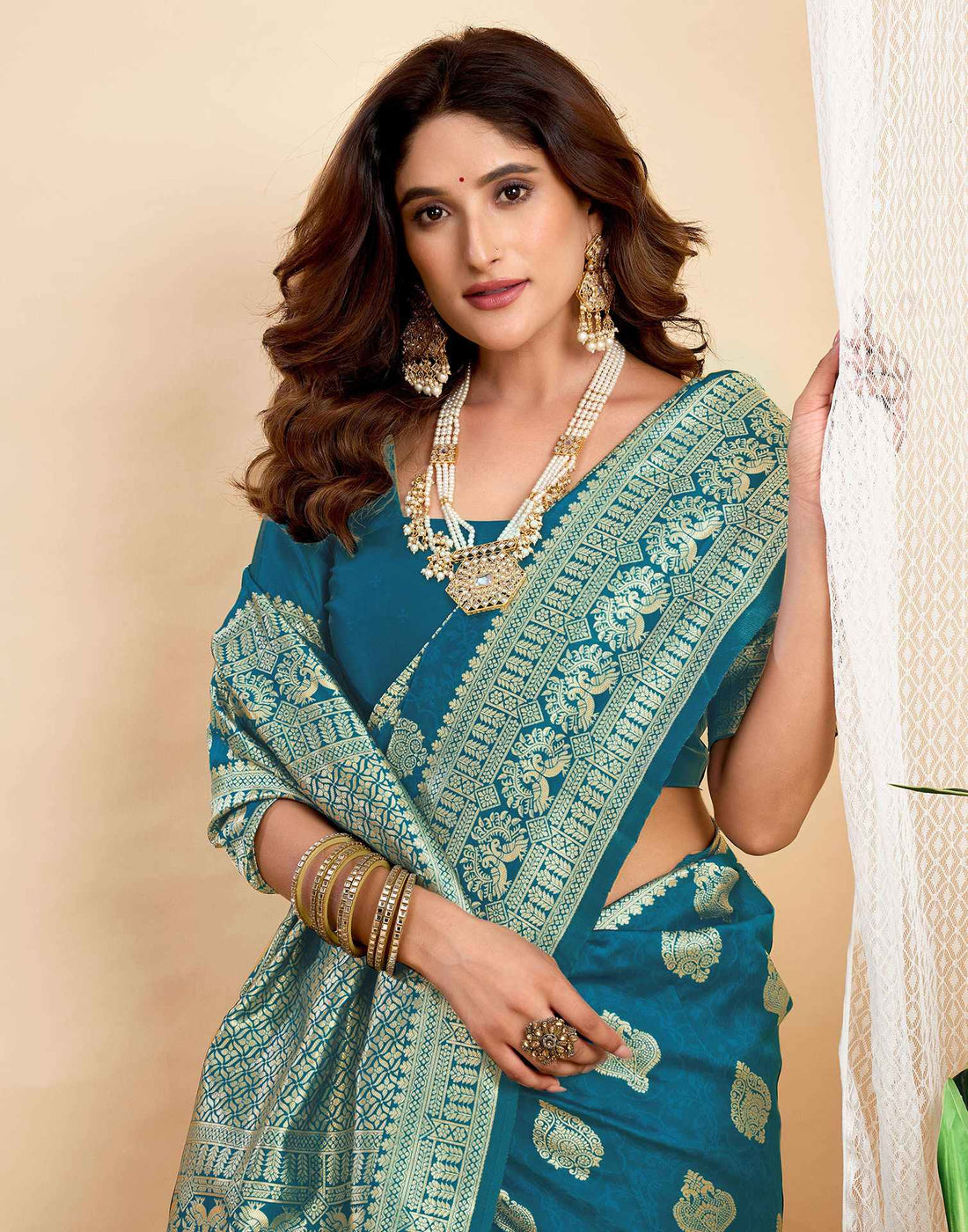 Rama Blue Silk Woven Banarasi Saree