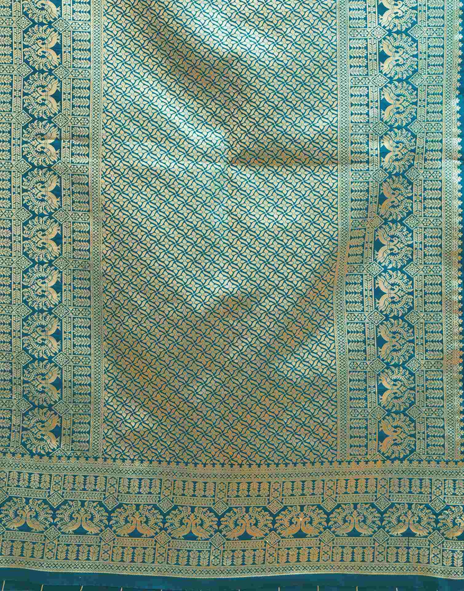 Rama Blue Silk Woven Banarasi Saree