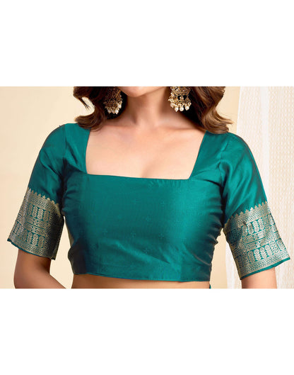Teal Green Silk Woven Banarasi Saree