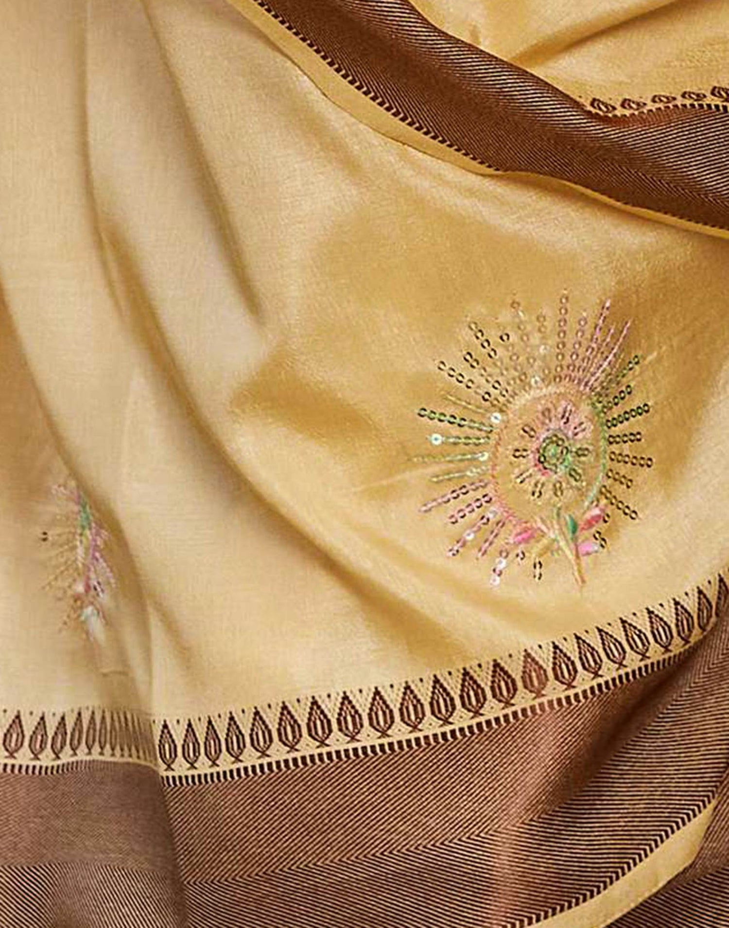 Yellow Silk Embroidery Saree