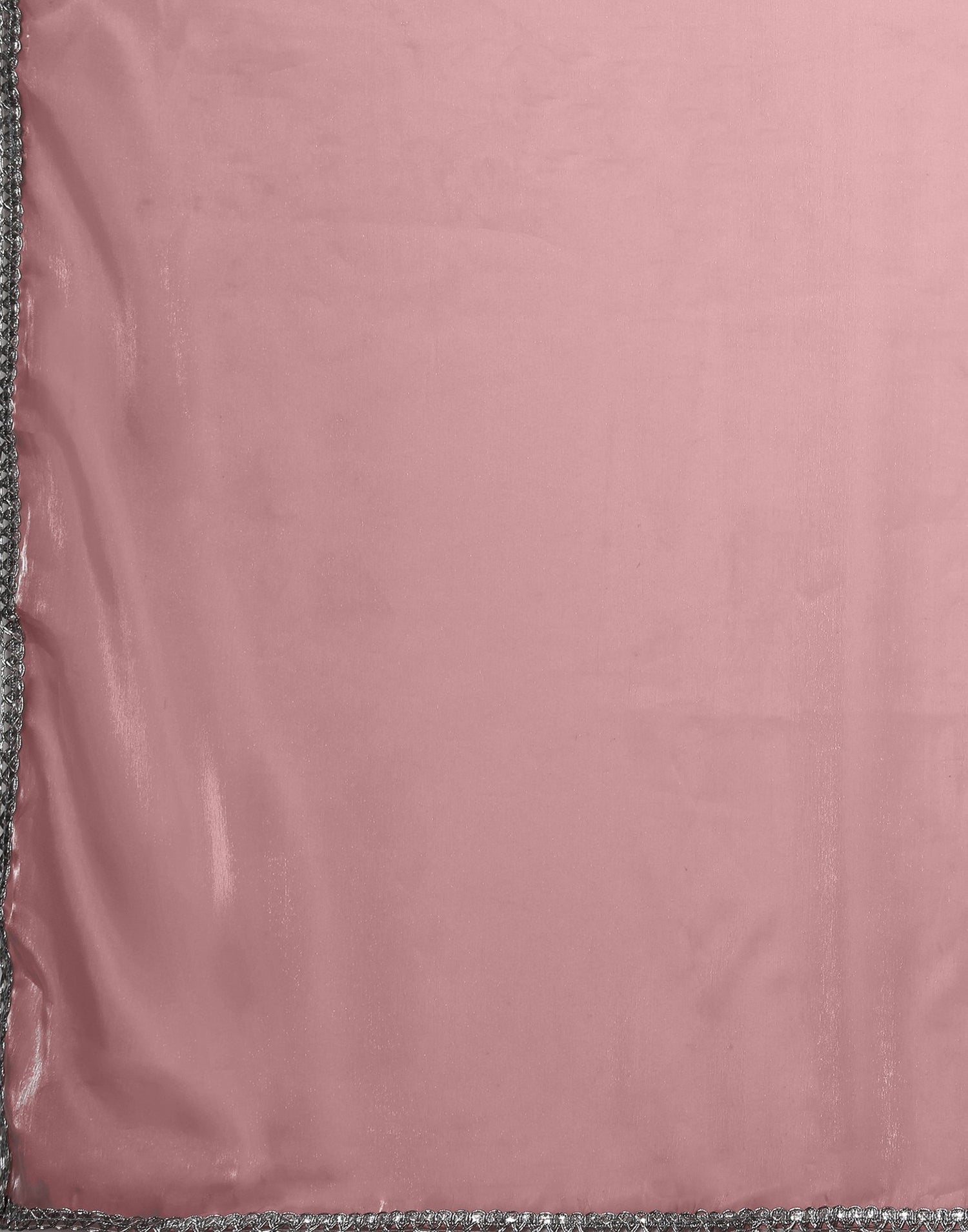 Light Pink Tissue Silk Lace Plain Saree
