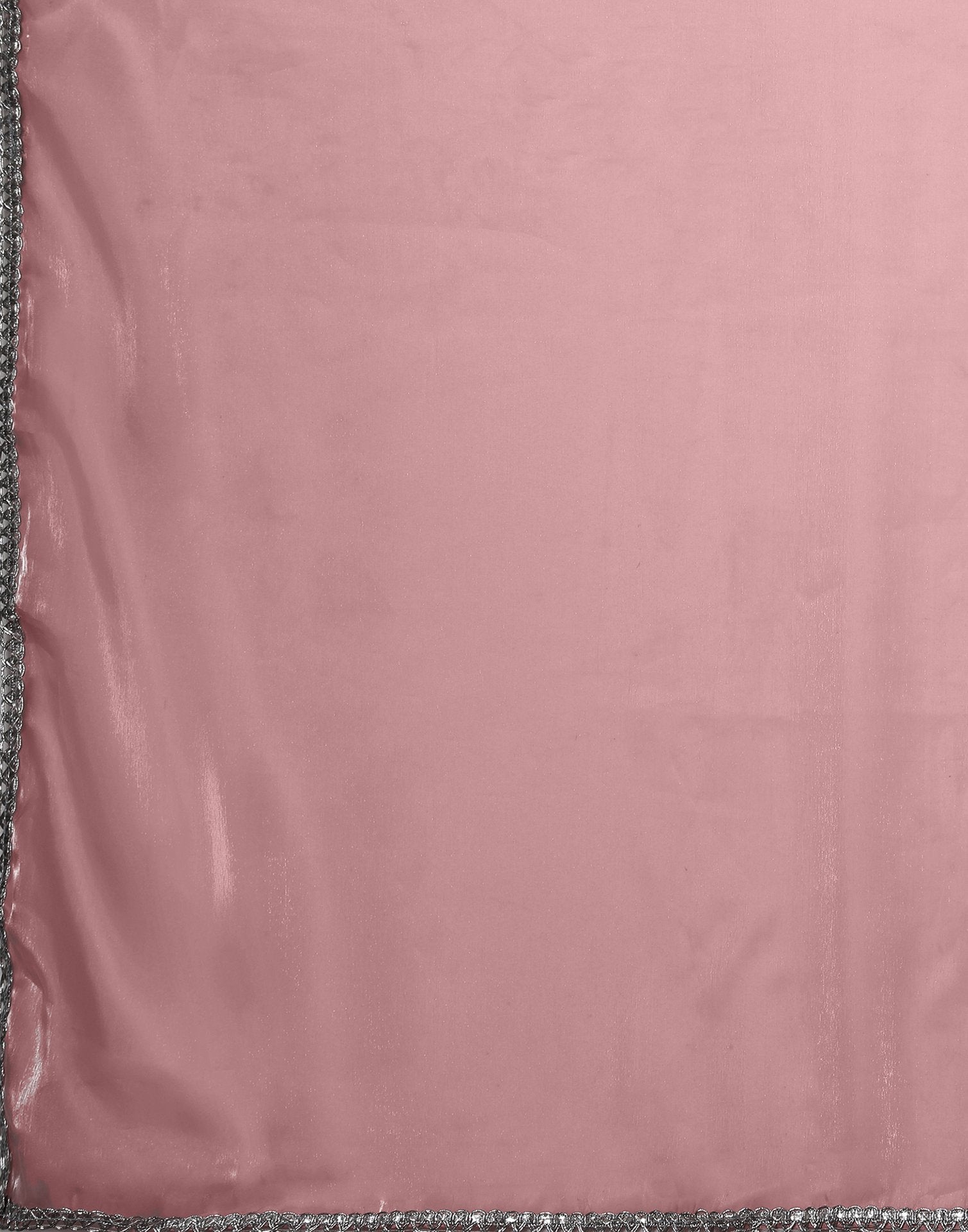 Light Pink Tissue Silk Lace Plain Saree