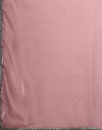Light Pink Tissue Silk Lace Plain Saree
