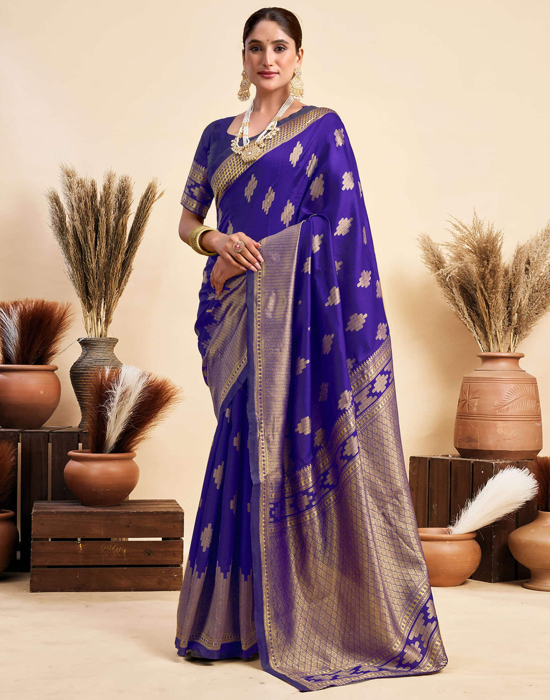 Indigo Blue Silk Woven Saree
