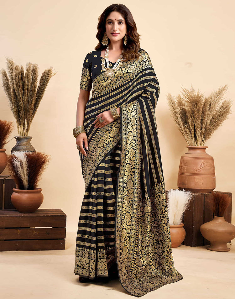Black Silk Woven Banarasi Saree