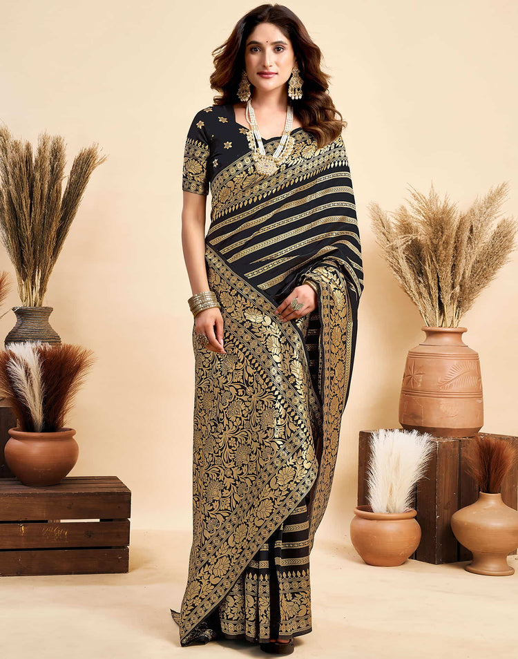 Black Silk Woven Banarasi Saree