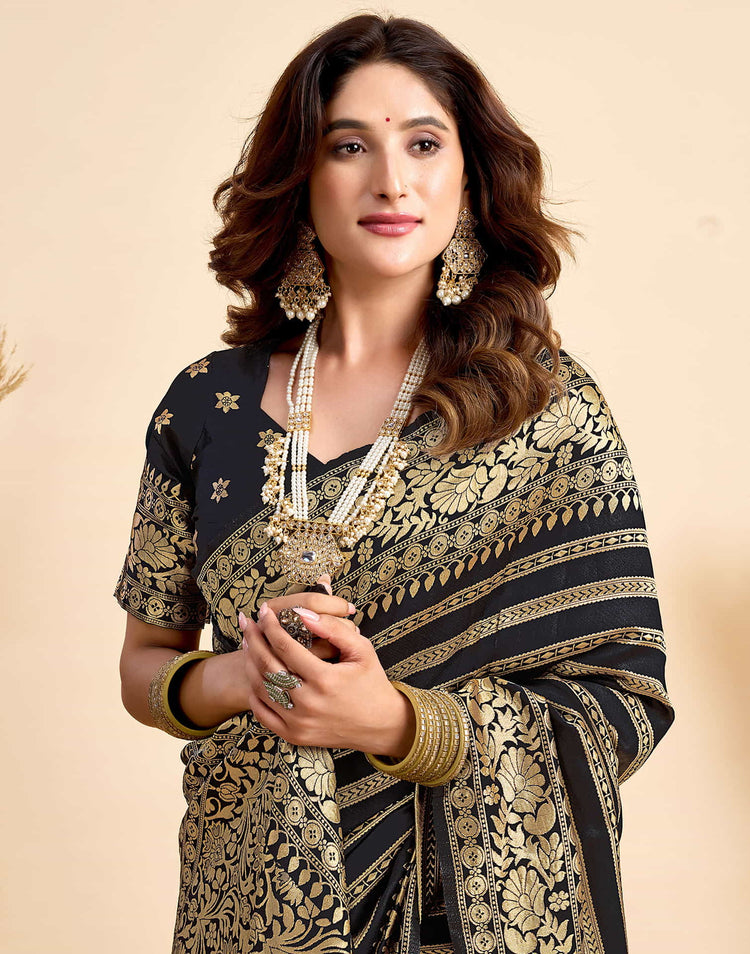 Black Silk Woven Banarasi Saree