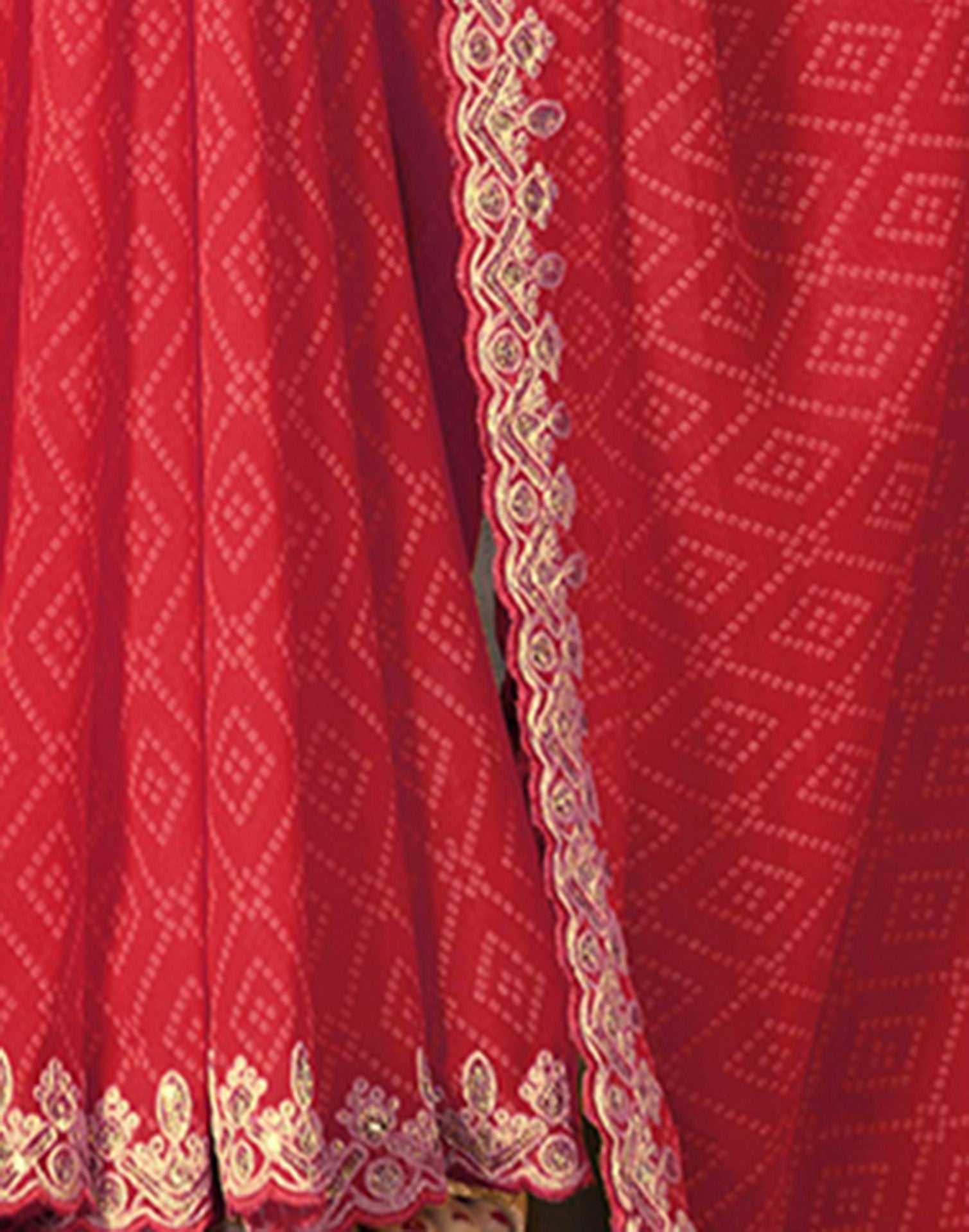 Light Red Georgette Bandhani Saree