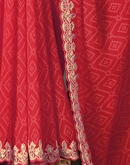 Light Red Georgette Bandhani Saree