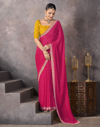 Blush Pink Georgette Bandhani Saree