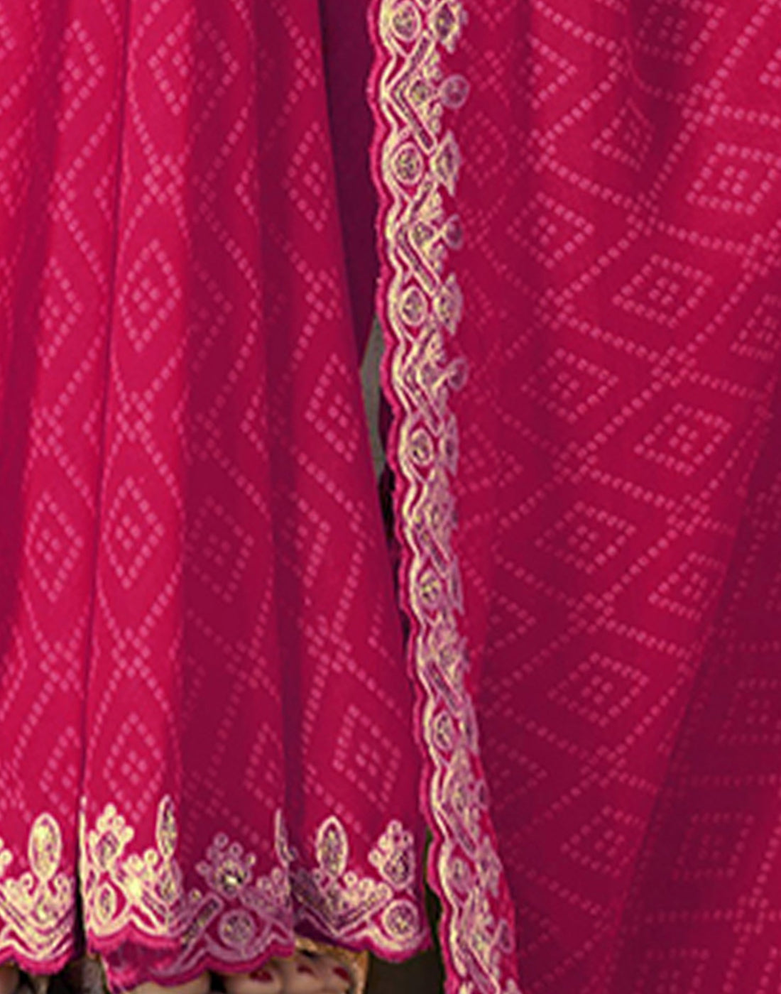 Blush Pink Georgette Bandhani Saree