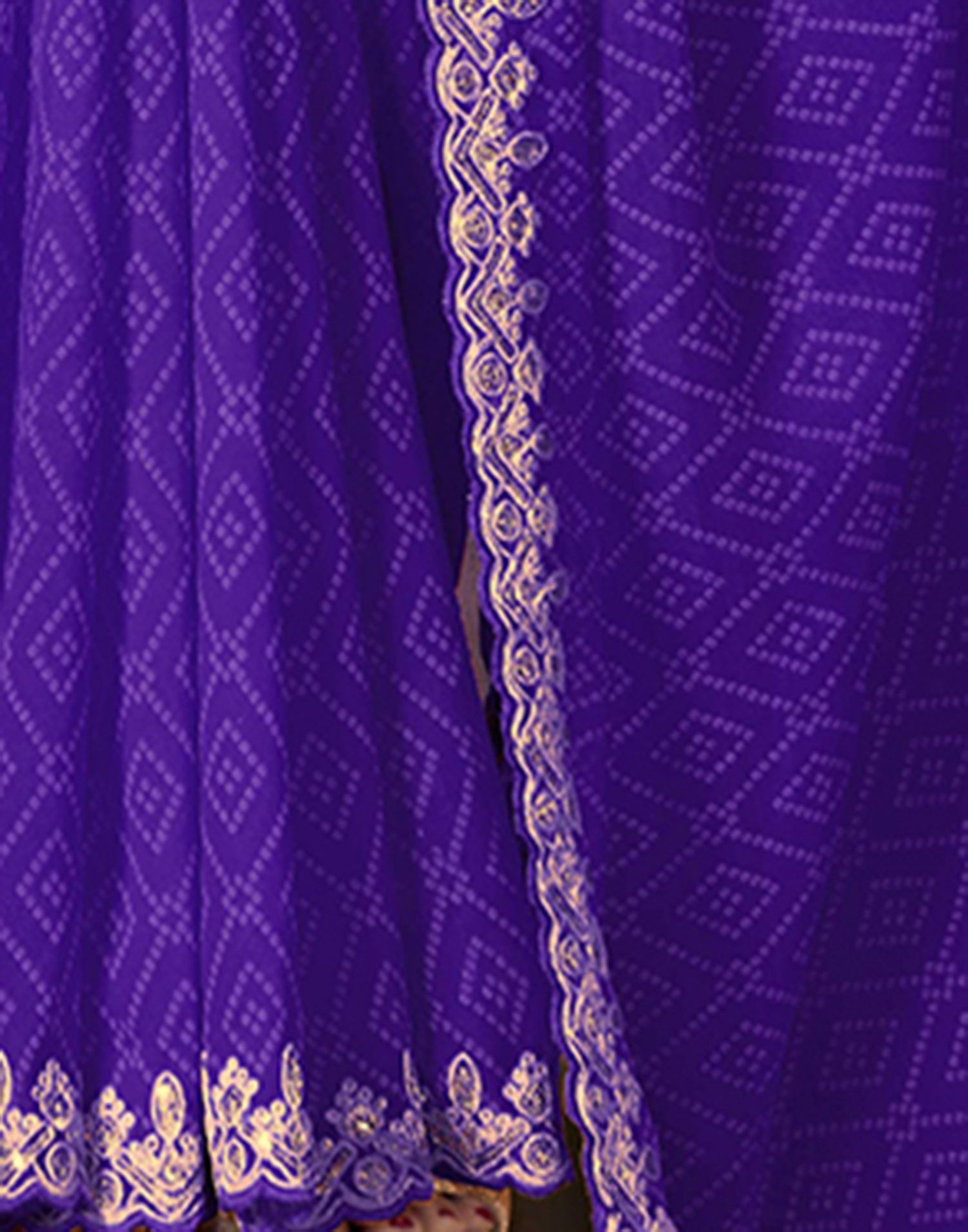 Purple Georgette Bandhani Saree