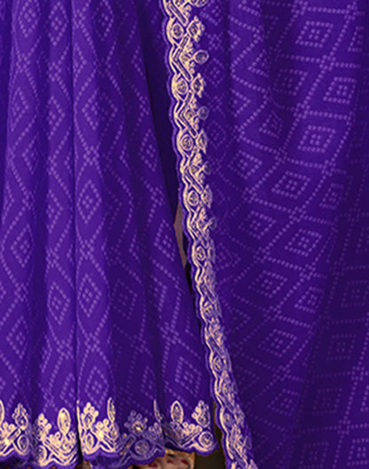 Purple Georgette Bandhani Saree