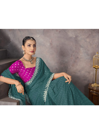 Rama Green Georgette Bandhani Saree