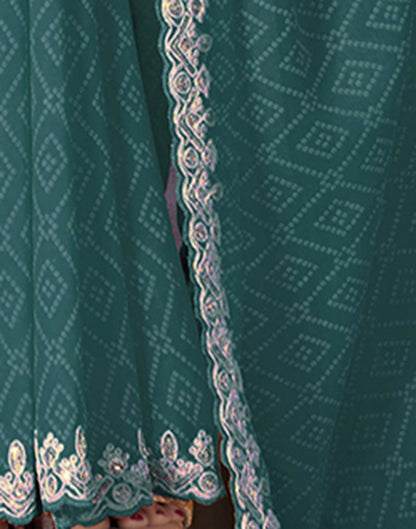 Rama Green Georgette Bandhani Saree