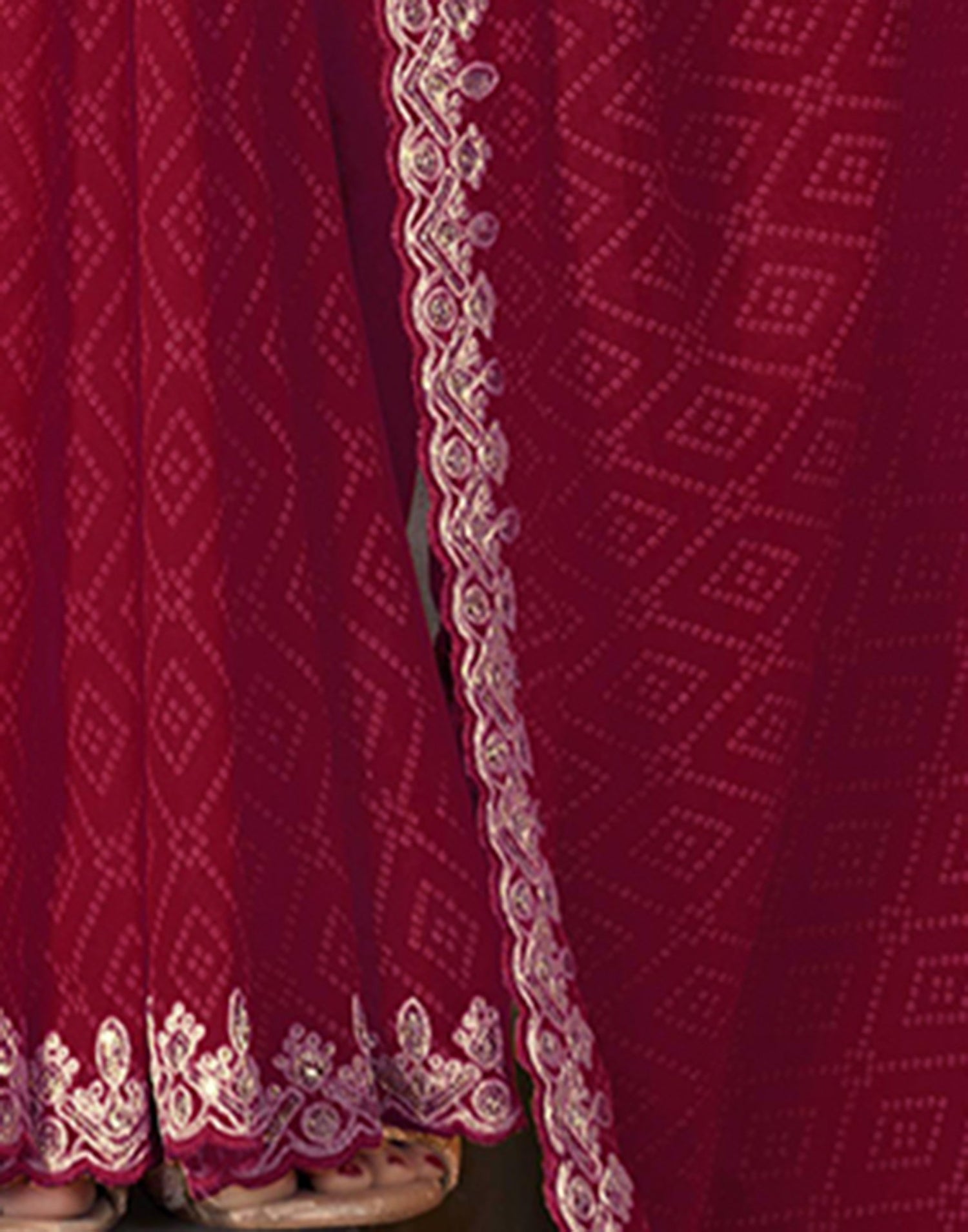 Maroon Georgette Bandhani Saree