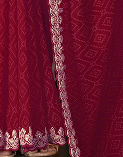 Maroon Georgette Bandhani Saree